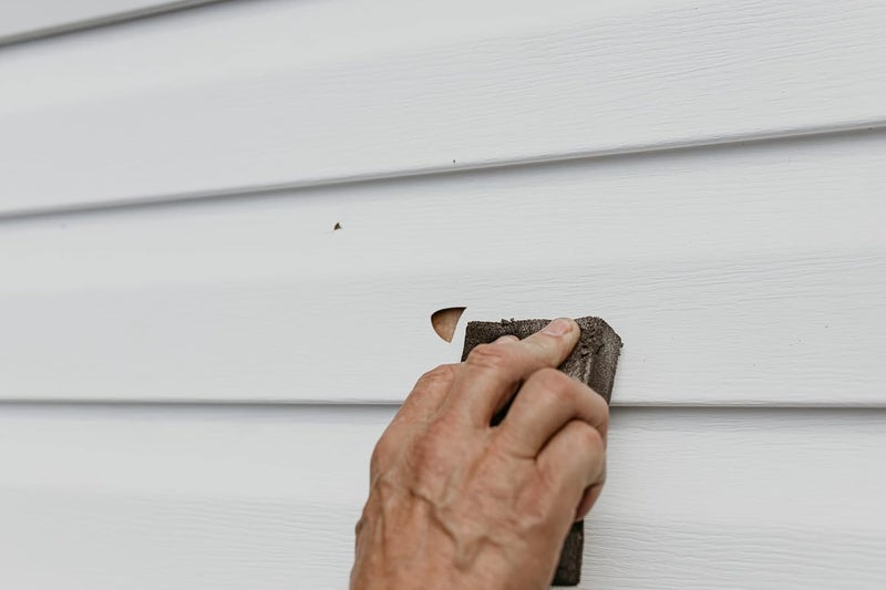 Mendyl Vinyl and Stucco Siding Repair Kit - Cover Any Cracks Holes or Blemishes - White Durable Self-Adhesive Paintable Vinyl Siding Patch Cut to Fit and Cover Any Cracks - 2 Patches (10) - Image 3
